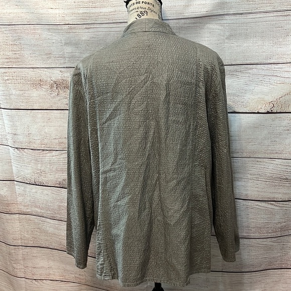 Eileen Fisher Open Jacket Tussah Silk Pockets XL Cardigan Crinkle Pop Collar - Picture 5 of 9